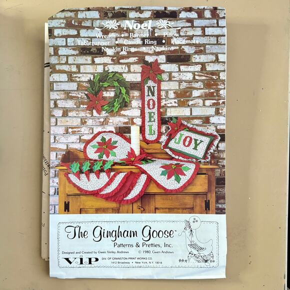 Vtg Patterns1980 Gingham Goose Noel Christmas Sewing Wreath Placemats Pillow etc - Picture 1 of 10